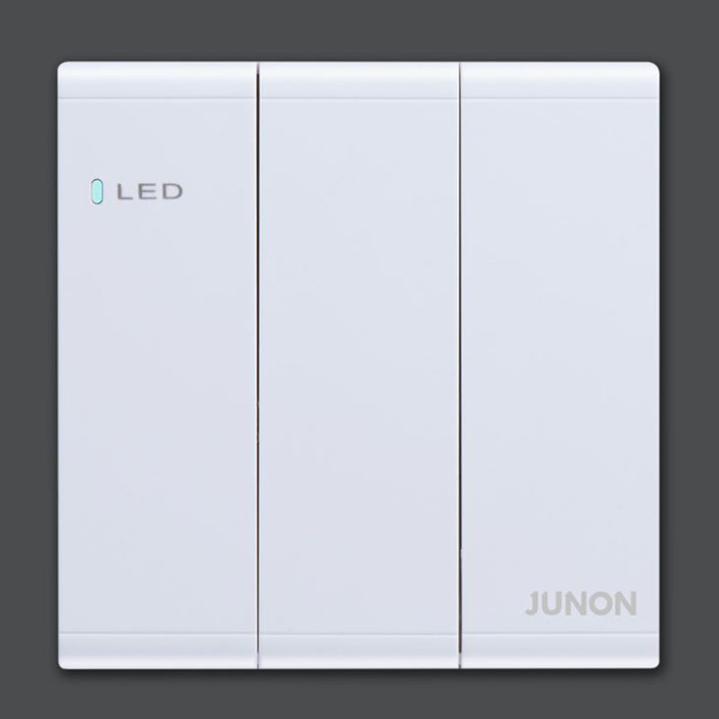 LED Wall Switch 3 Gang 1 Way White